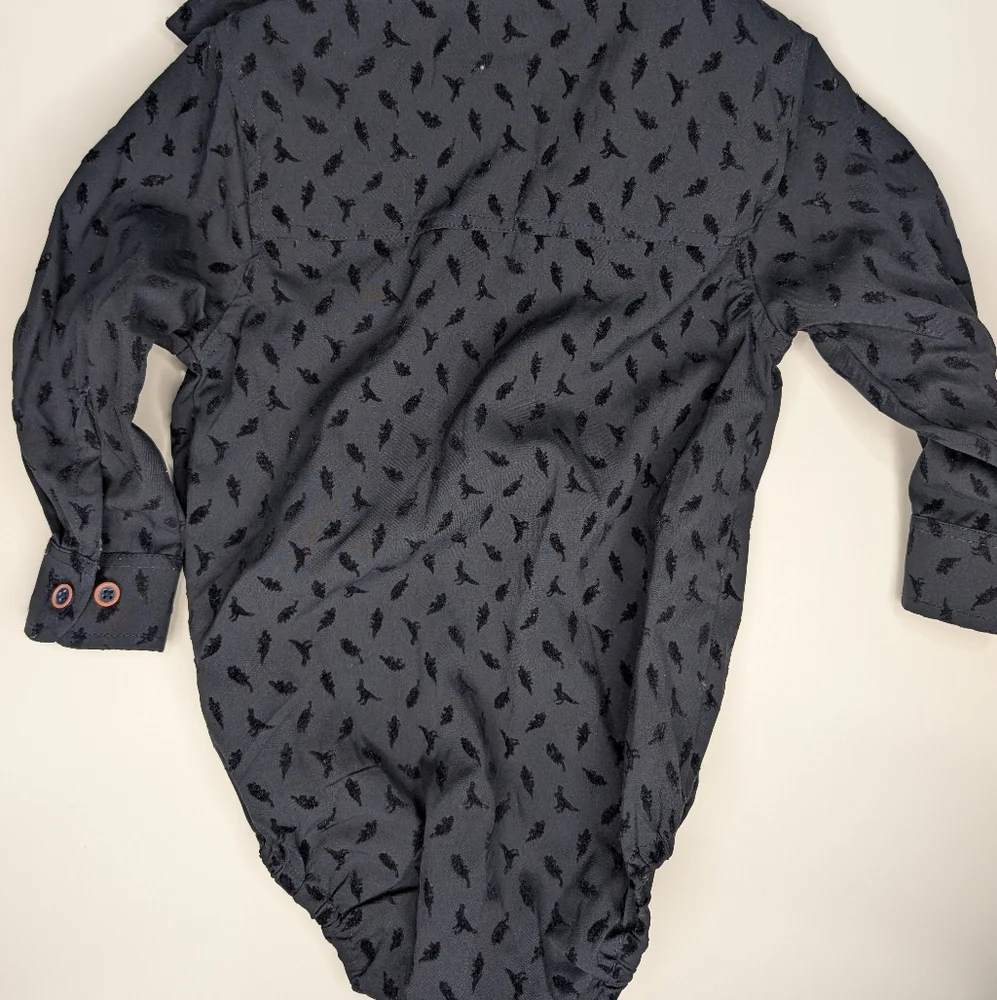 Test of Time Navy Button-Front Shirt Onesie